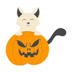 Illustration of Cute Cat Halloween. Vector Cartoon Character.
