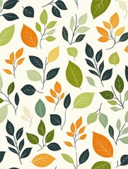 Colorful Leaf Pattern Background with Autumn Inspired Tones and Design