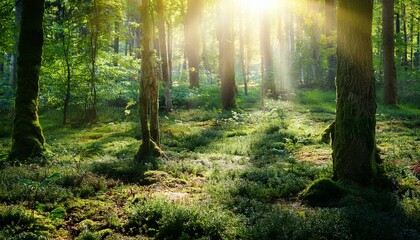 beautiful forest with sunlight and fairy tale mood