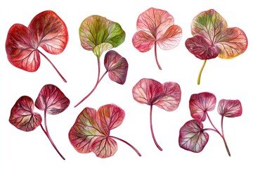 Obraz premium Set of watercolor Sorrel Leaves hand drawn on a white background