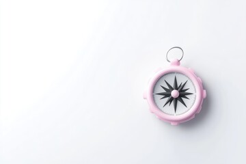 Pink compass on white background