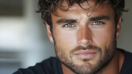 Obraz premium A close up of a man with a beard and blue eyes