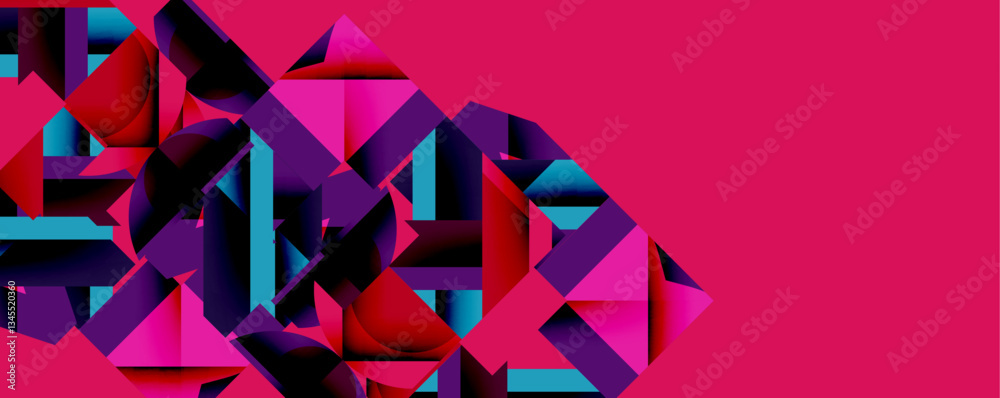 Aufkleber Abstract geometric composition with interlocking circular and angular shapes, featuring smooth gradients and sharp contrasts on a white background