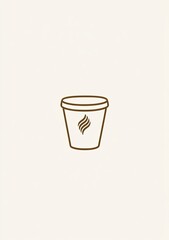 Obraz premium Simple line art illustration of a coffee cup with a flame logo.