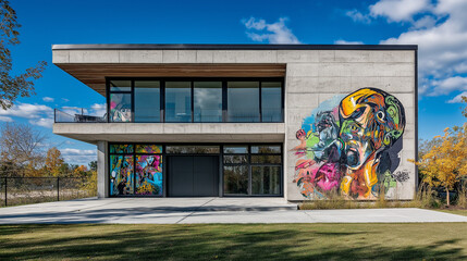 Brutalist House, Graffiti Art Facade