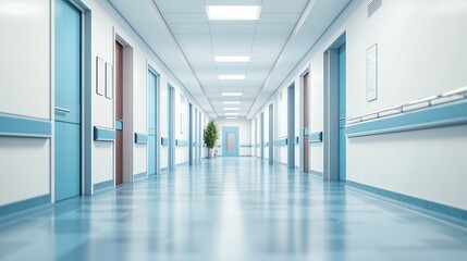 Fototapeta premium Hospital corridor showcasing modern healthcare design and serene atmosphere