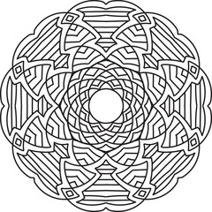 Black and white mandala. Beautiful mandala on white background. Vector illustration and coloring book mandala.