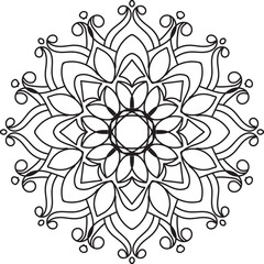 Black and white mandala. Beautiful mandala on white background. Vector illustration and coloring book mandala.
