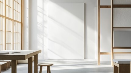 Modern graphic design studio corner showcasing clean, minimalist aesthetics and creative workspace design.