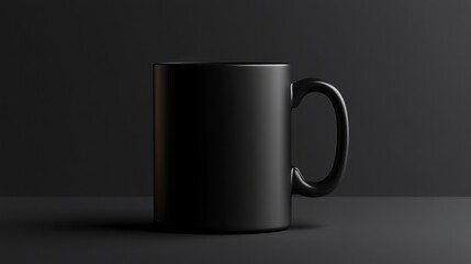 A sleek, solid black mug with a smooth, matte finish. No patterns, gradients, or additional elements, making it a perfect base for custom designs 