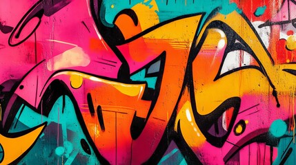 Fototapeta premium A vibrant street art-inspired poster with graffiti elements, bold spray paint strokes, and an edgy aesthetic. No text included, allowing for personalized text additions 