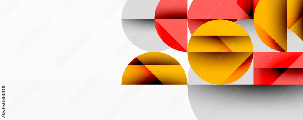Aufkleber Modern abstract composition with layered circles and angular segments featuring gradients, transparency effects, and a structured geometric layout