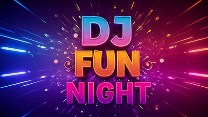 DJ Party Event Banner | DJ Fun Night Party Poster - Neon Lights & Vibrant Design 