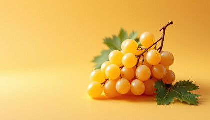 A close up photograph of a cluster of yellow grapes