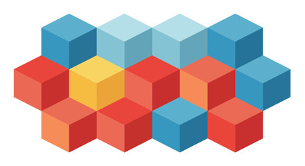 Obraz premium Colorful geometric cubes arranged in a flat design style vector art