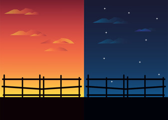 Day and night fence view