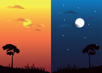 Day and Night Landscape Background