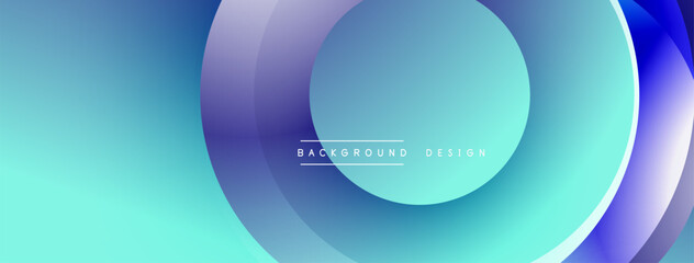 Layered circular shapes in vivid colors form a gradient-rich abstract design with smooth transitions, depth effects, and a modern, futuristic aesthetic