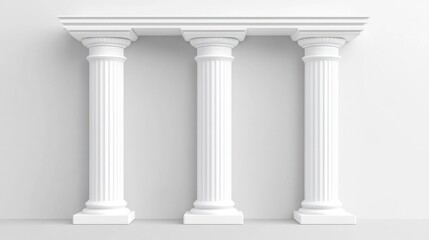 Obraz premium Three Classic Columns Against a White Wall
