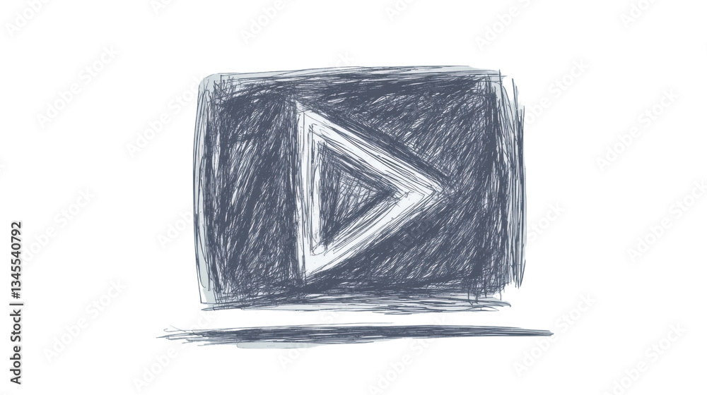 Poster Play button scribbled showing transparent background representing multimedia content