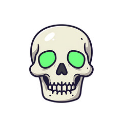 Fototapeta premium Cursed Skull Glowing - Haunted Skull Emitting a Ghostly Green Glow