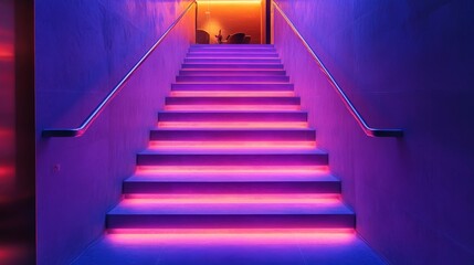 Smart stairway with automatic lighting enhances modern interior design in a stylish setting