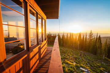 Obraz premium Last Light On Fire Tower Windows