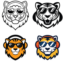 animal head icon set logo vector art illustration 