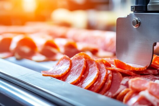 Freshly Sliced Deli Meats on a Cooling Tray in Market Setting