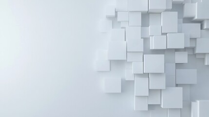 Fototapeta premium Abstract 3D white cubes, geometric background, modern design, backdrop