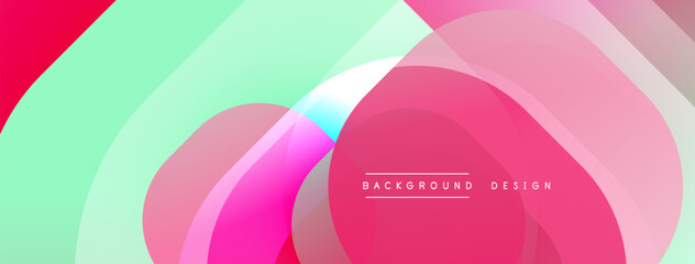 Circular abstract design with overlapping translucent circles and round shapes, blending gradients and smooth curves, creating depth, contrast, and a dynamic visual effect