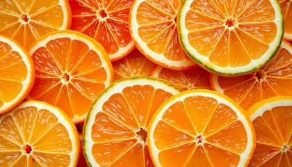 Vibrant citrus slices background, juicy segments, fresh fruit textures, light, slices