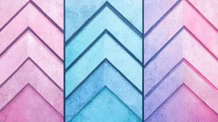 Chevron Pattern Wall Design in Pastel Colors