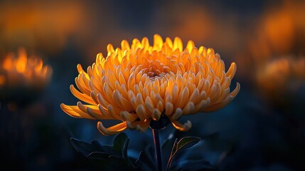 Soft golden-hued chrysanthemum petals with delicate, intricate textures, illuminated by warm sunlight.