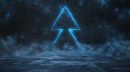 Neon Triangle in Cosmic Night Sky Landscape