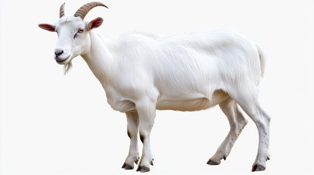 White Goat, Isolated, Farm Animal, Profile View, Photo