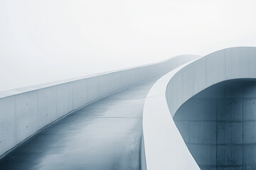 modern minimalist bridge with sleek curves and smooth concrete on a white background