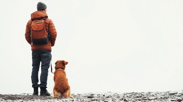 A man holding his dogs leash while entering a veterinary clinic. This image emphasizes responsible pet ownership and the importance of regular veterinary visits for maintaining a pets health.