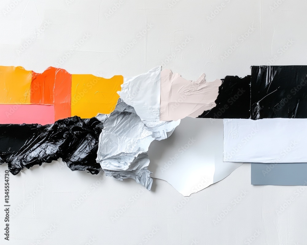 Poster abstract tactile design deconstructed material composition showcasing dynamic color blocking, textur