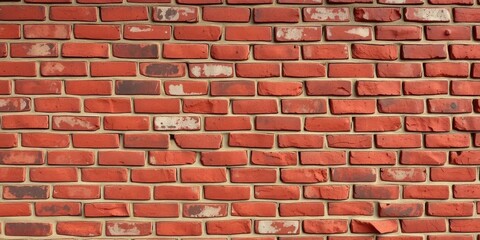 Obraz premium Timeworn brick wall, deep red and brown hues, textured surface, texture, material