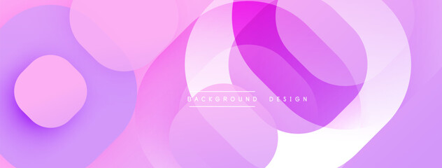 Fototapeta premium Circular abstract design with overlapping translucent circles and round shapes, blending gradients and smooth curves, creating depth, contrast, and a dynamic visual effect