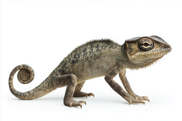 Obraz premium very detailed close-up portrait of a colorful chameleon on a white background