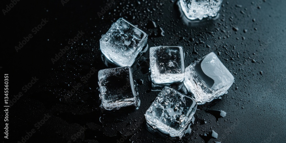 Poster crystalline hydration minimalist ice cube macro for premium beverage branding - textural cool refres