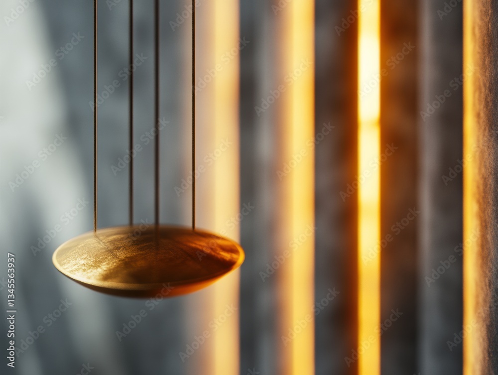 Poster luminous balance minimalist golden pendulum visualizing precision, innovation, and temporal dynamics