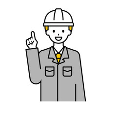 上半身のポーズ_シンプルな作業員の男性03