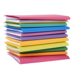 A neatly stacked pile of colorful school books on transparent png background. Ai generated
