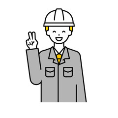上半身のポーズ_シンプルな作業員の男性04