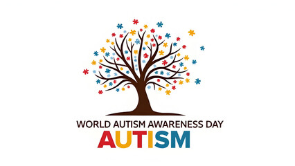Obraz premium World Autism Awareness Day Concept Illustration with Puzzle Piece Tree Symbolizing Diversity, Inclusion, and Support