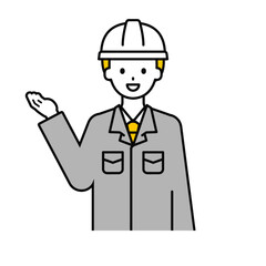 上半身のポーズ_シンプルな作業員の男性17