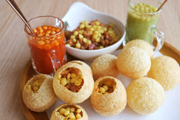 Delectable Snack Pani Puri, also known as Water Balls outside Indian Subcontinent